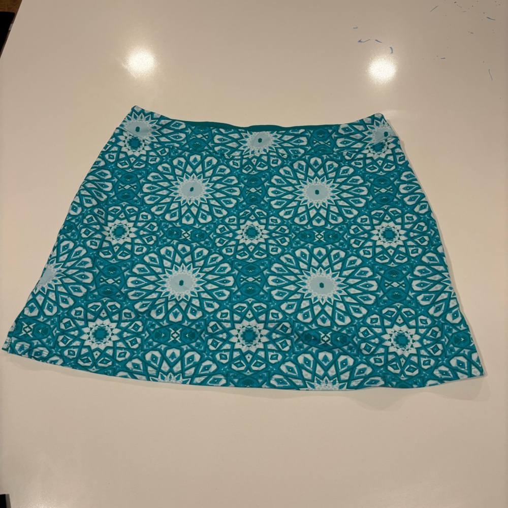 Tranquility Teal Patterned A-Line Yoga Tennis Skort